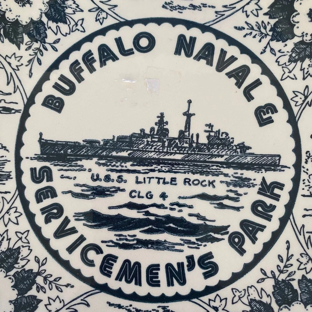 Buffalo Naval Servicemens Park Souvenir Plate USS Little Rock‎ Ironstone 9.25in